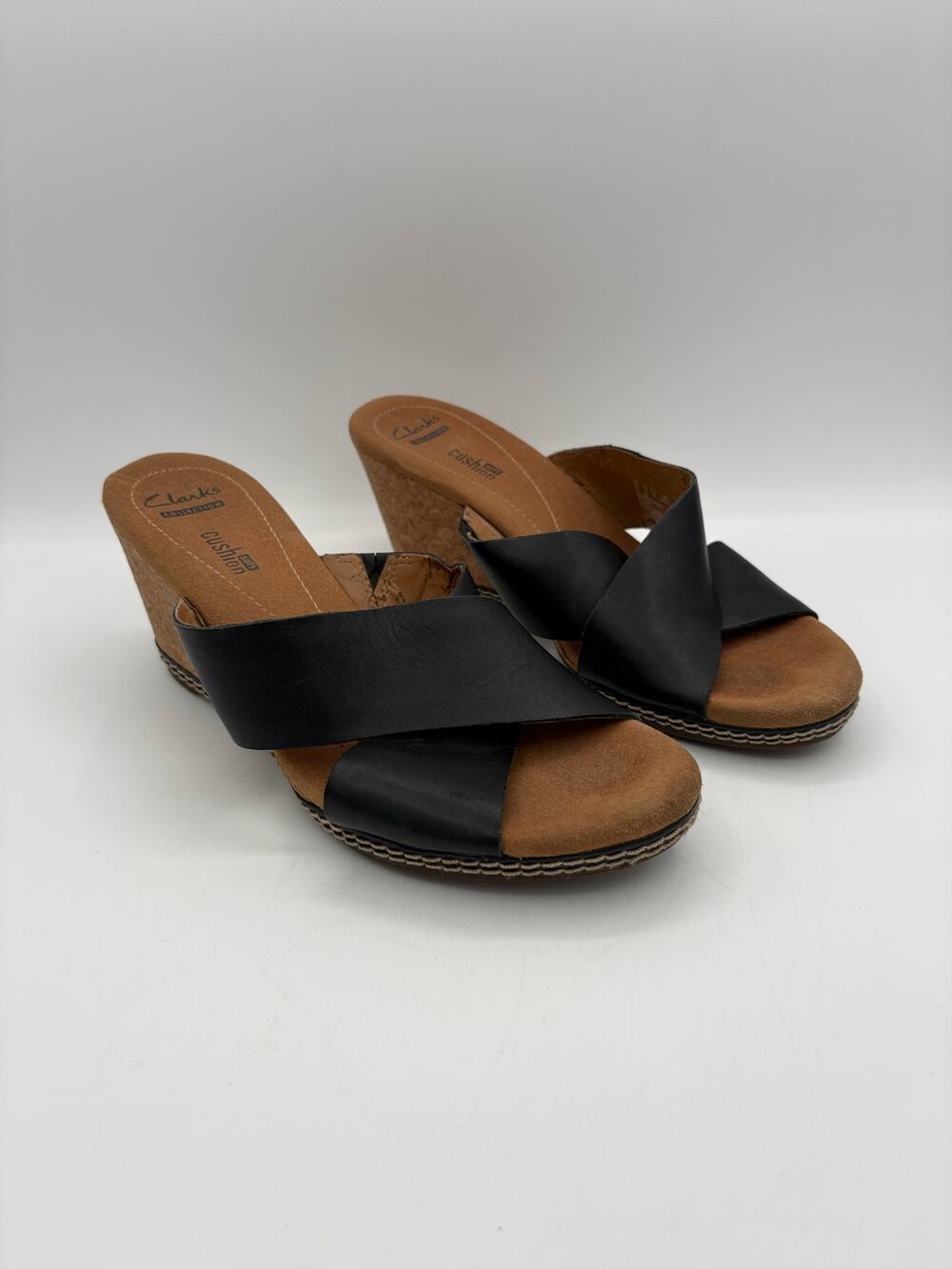 Clarks Cork Wedge Strappy Sandal Heels Size 8